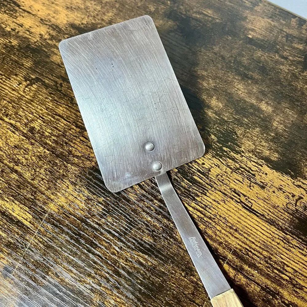 Vintage ROBINSON Stainless Spatula Turner Flipper 12” Wood Handle USA